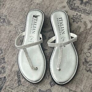 Italian Shoemakers Silver Rhinestone Sandals